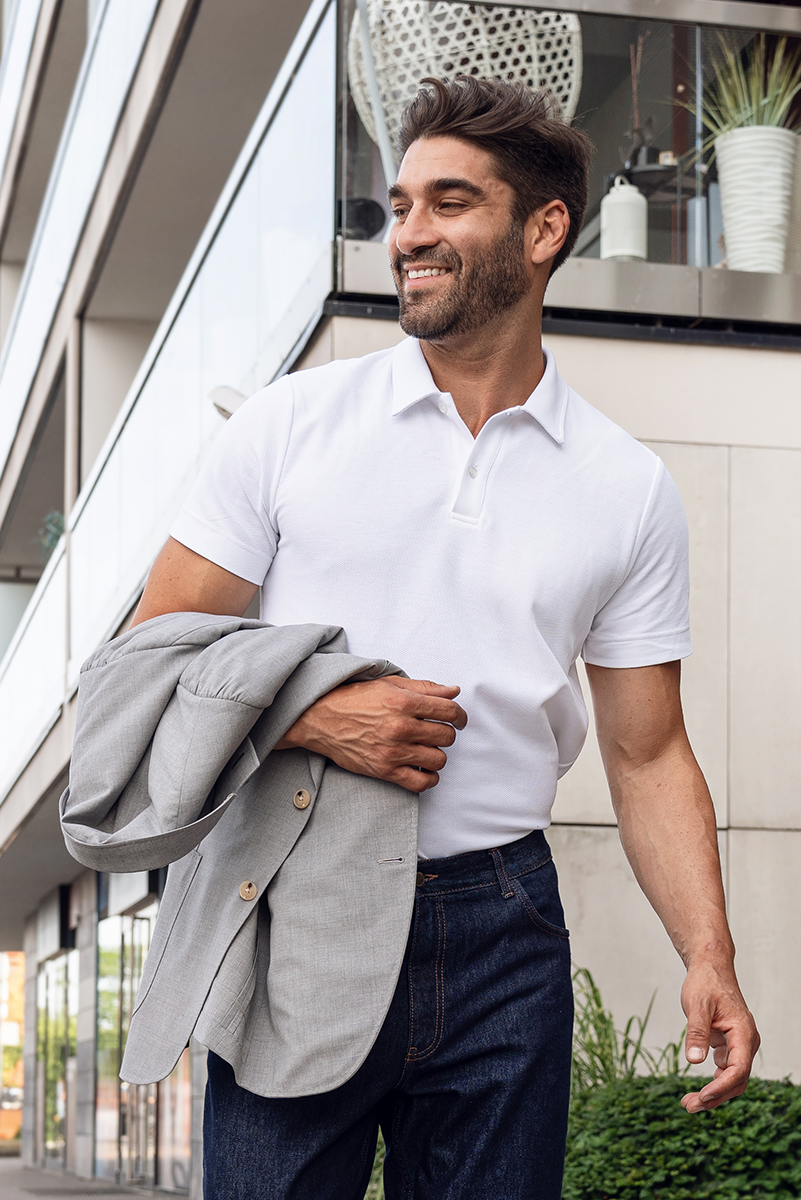 Koszulka polo, bawełniana pika, biała