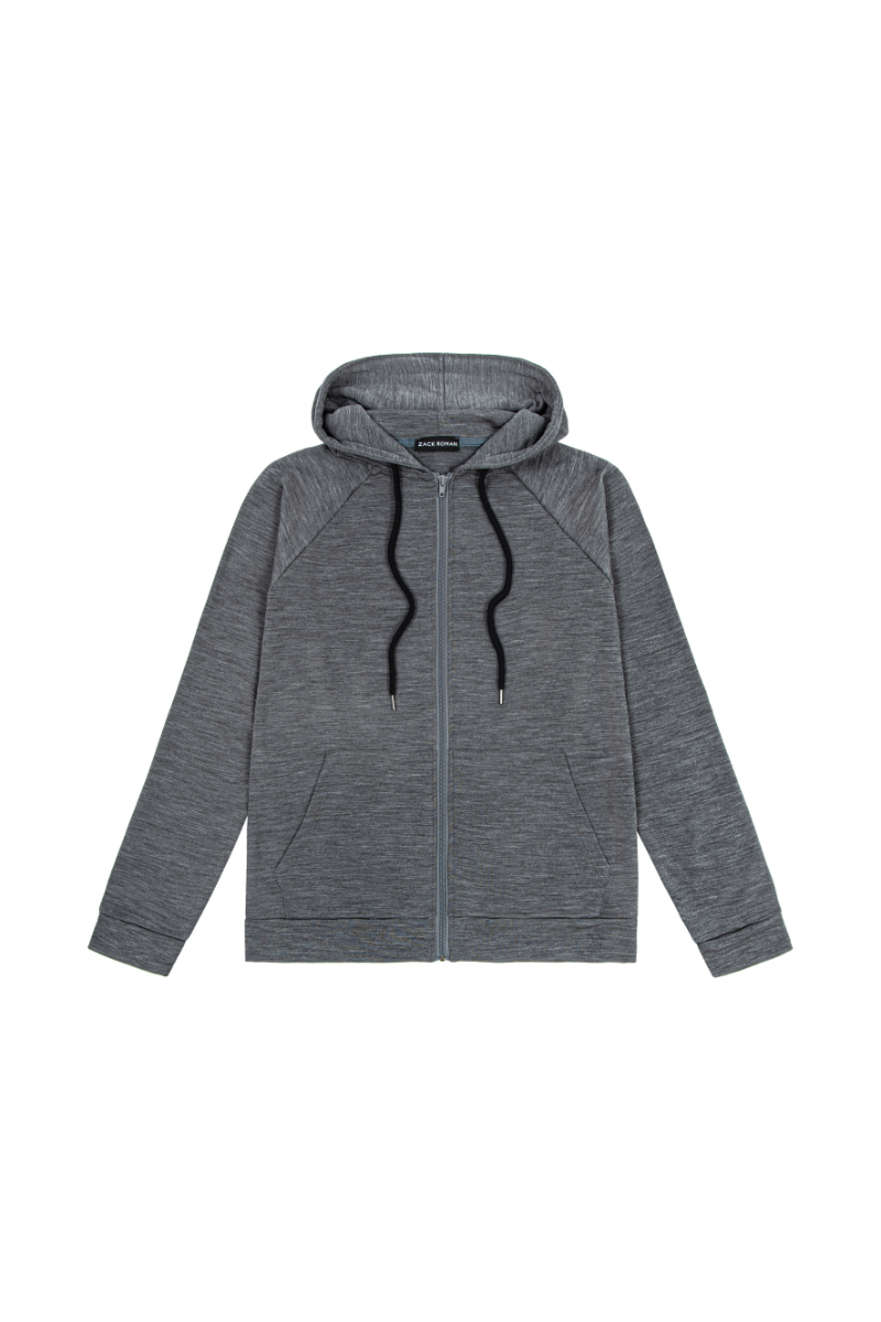 Bluza dresowa z wełny merino Super 120’s, French Terry + WR, szara