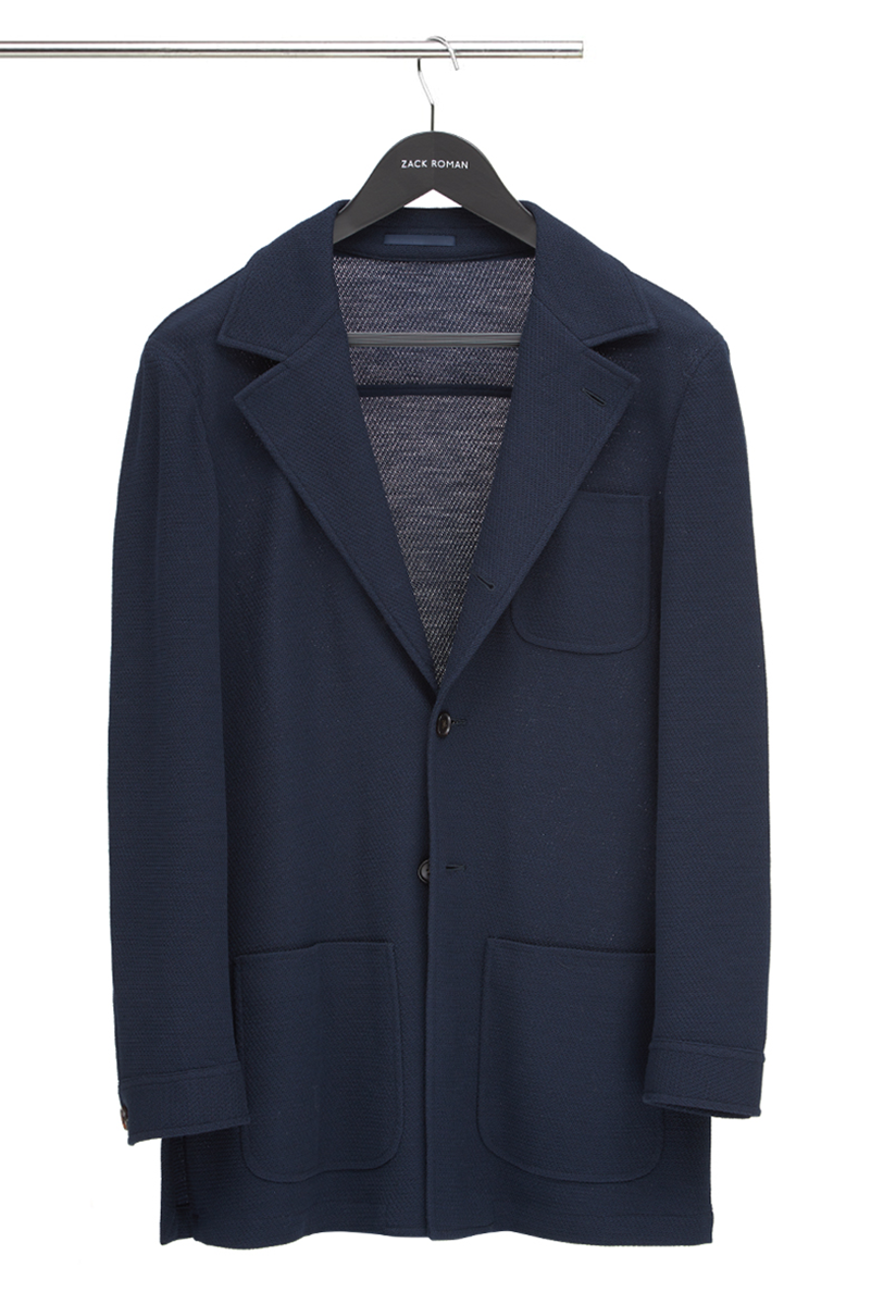 Marynarka Piquet, granatowa, wełniana, bawełniana