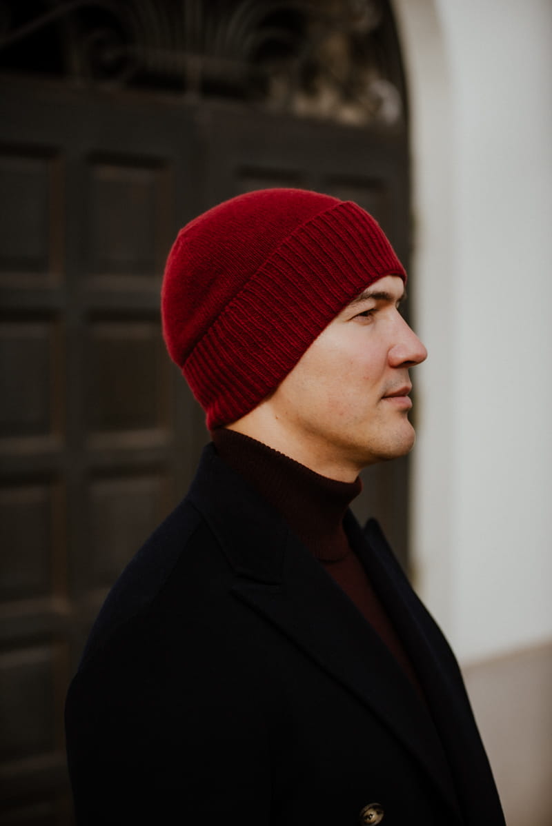 Czapka kaszmirowa, bordowa