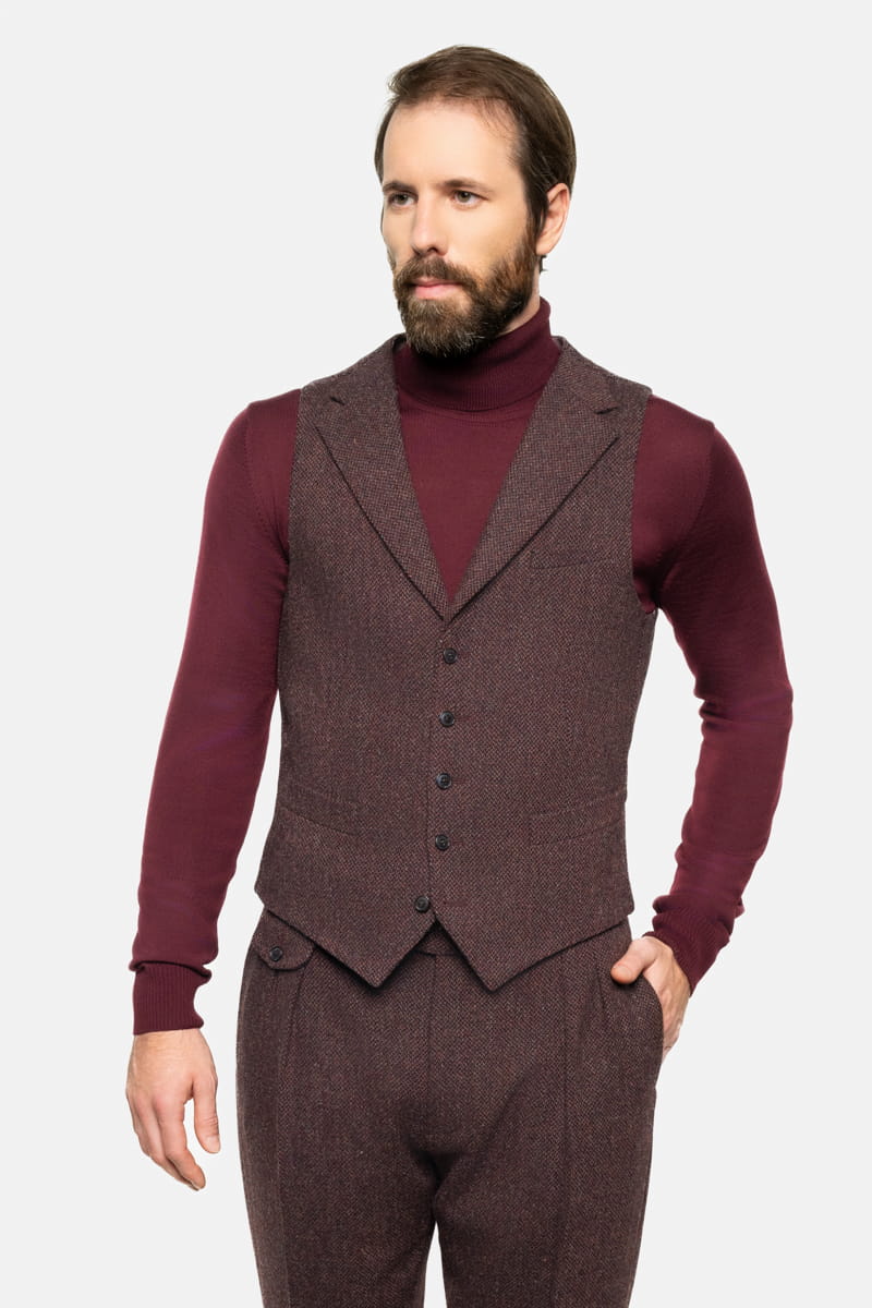 Kamizelka tweedowa Norfolk, kasztanowa