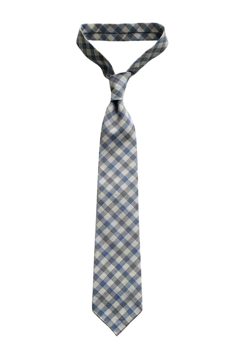 Krawat z jedwabiem w szarobłękitną kratkę