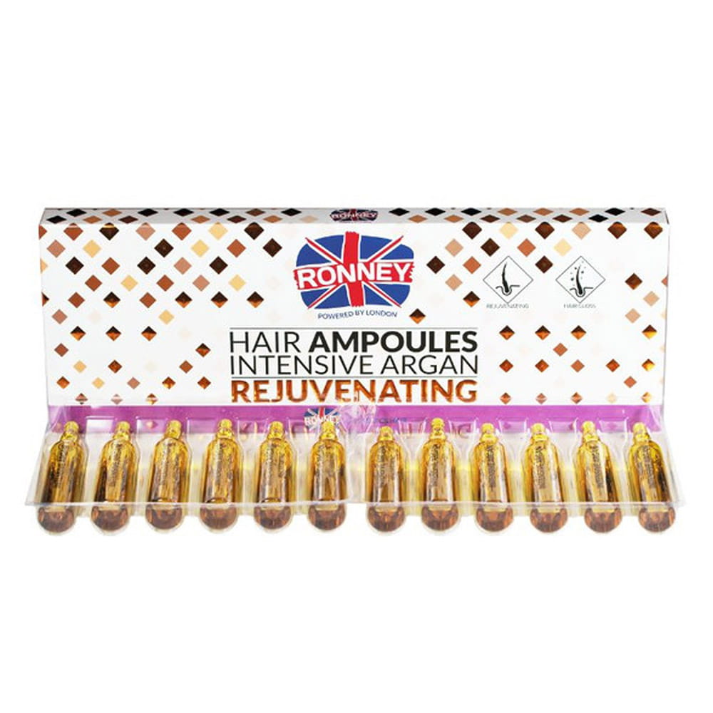 Ampułki do włosów z olejkiem arganowym regeneracja i wzmocnienie Ronney Rejuvenating 12x10ml