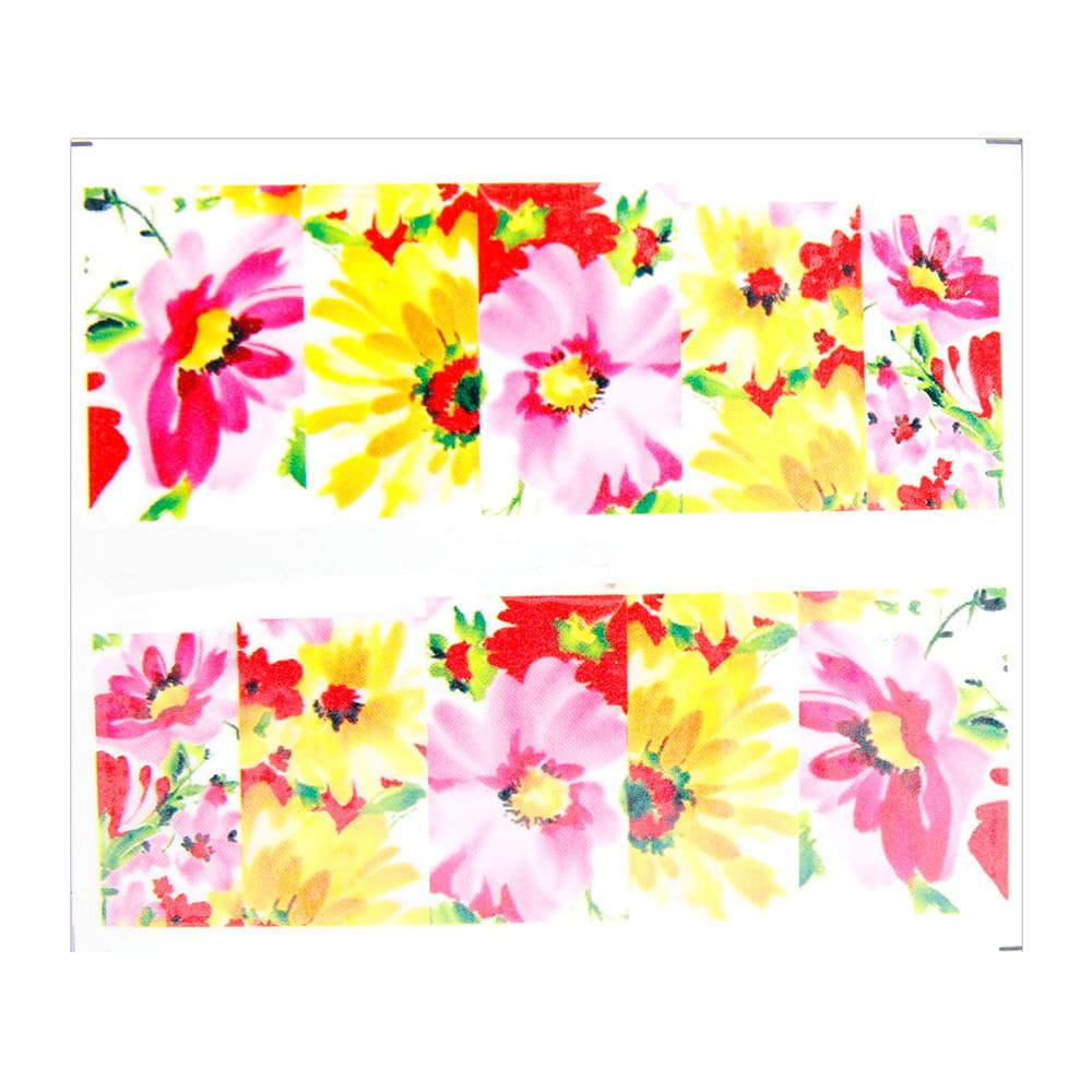 Naklejki wodne do paznokci arkusz 6,5 x 5,5 cm na 10 palców yb Nr 313