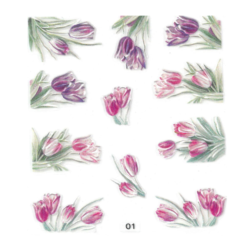 Naklejki do paznokci 5D samoprzylepne kwiaty Nr 01