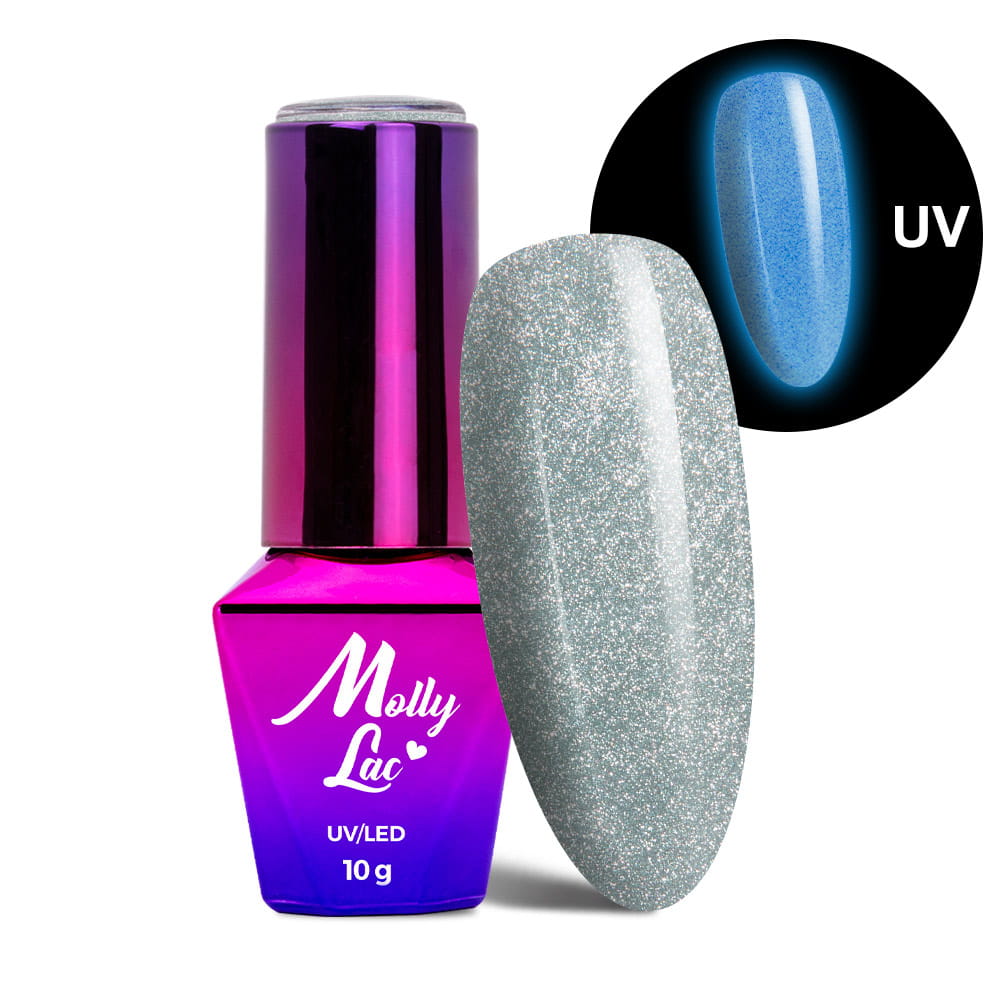 Lakier hybrydowy LED/UV Gel Polish świecący w ciemności kocie oko MollyLac Night Glowing Nr 677 Precious HEMA/Di-HEMA Free 10g