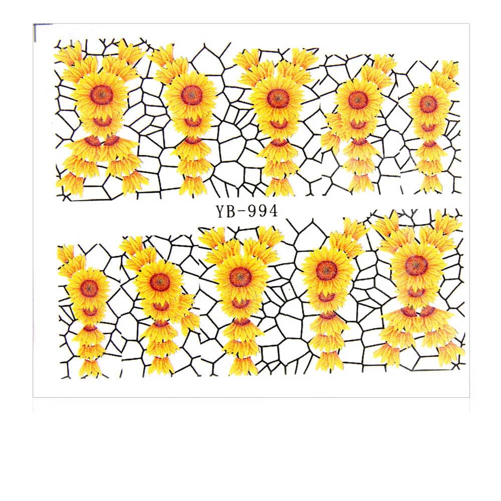 Naklejki wodne do paznokci arkusz 6,5 x 5,5 cm na 10 palców yb Nr 994