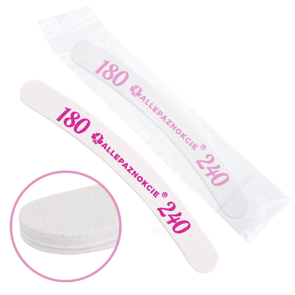 Pilnik do paznokci Bezpieczny Pakiet Allepaznokcie banan biały środek 180/240 CU-10 High Quality