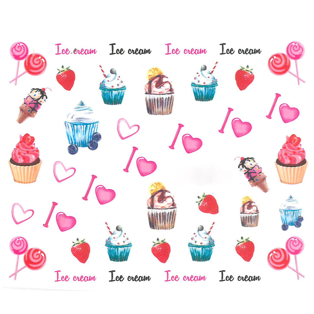 Naklejki wodne do paznokci słodycze BN-824