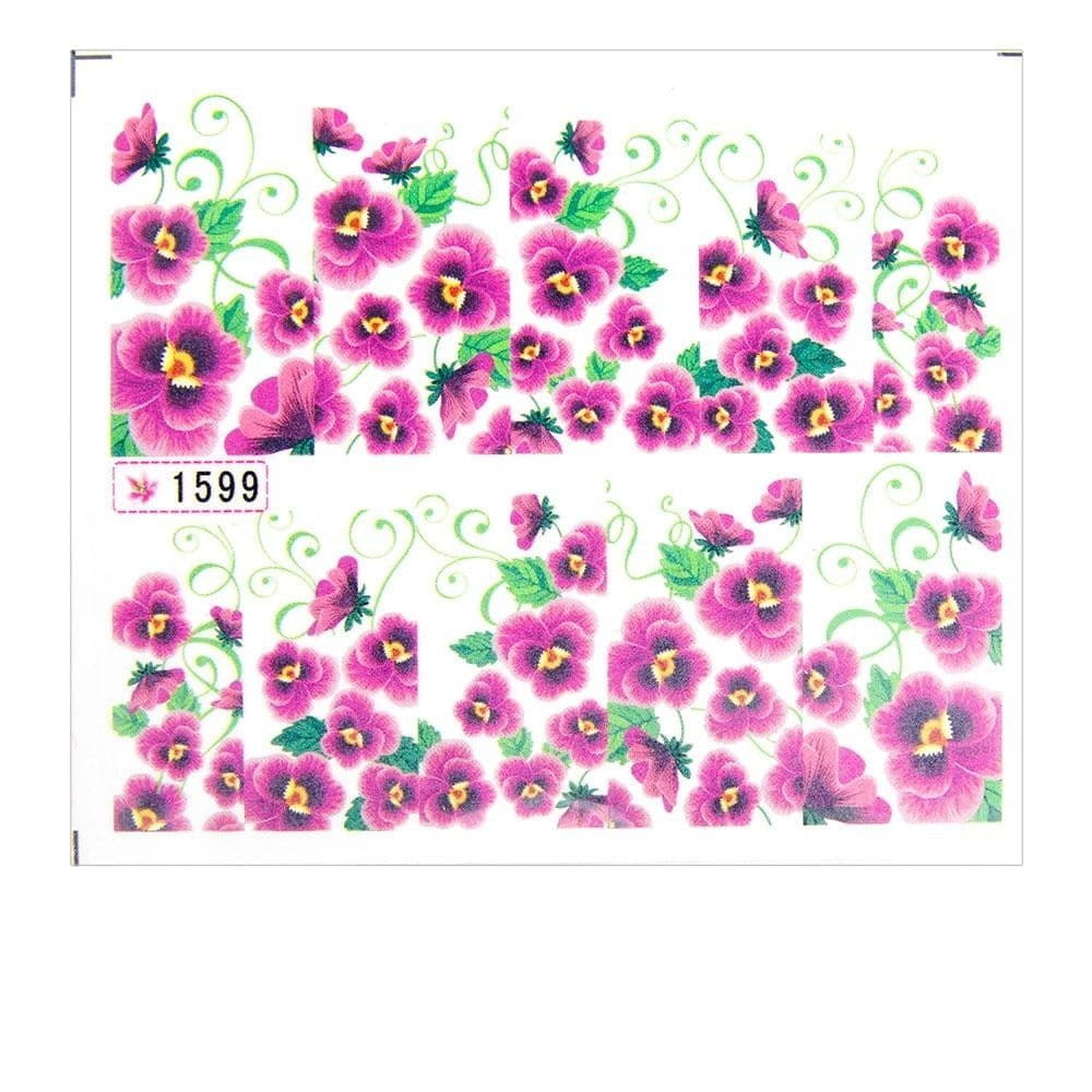Naklejki wodne do paznokci arkusz 6,5 x 5,5 cm na 10 palców Nr 1599
