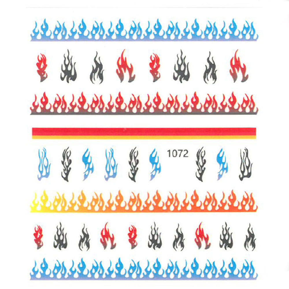 Naklejki do paznokci cienkie samoprzylepne płomienie ognie ogniki Nr 1072