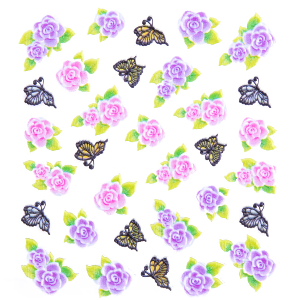 Naklejki biżuteryjne 5D samoprzylepne wypukłe akrylowe kwiaty motyle Z-D3693