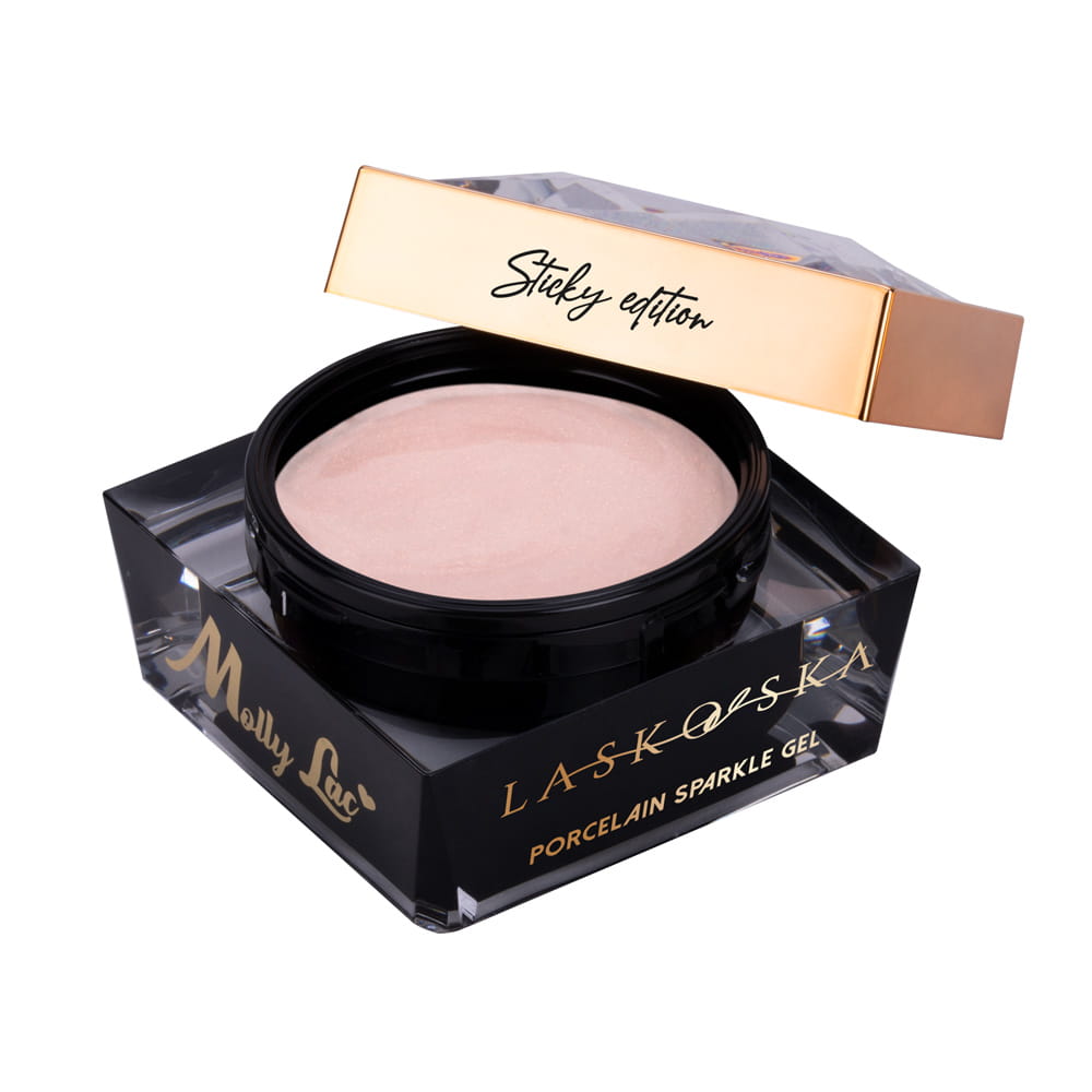 Żel budujący do paznokci Porcelain Sparkle Gel Sticky Edition Laskovska Light Nude MollyLac 50 g