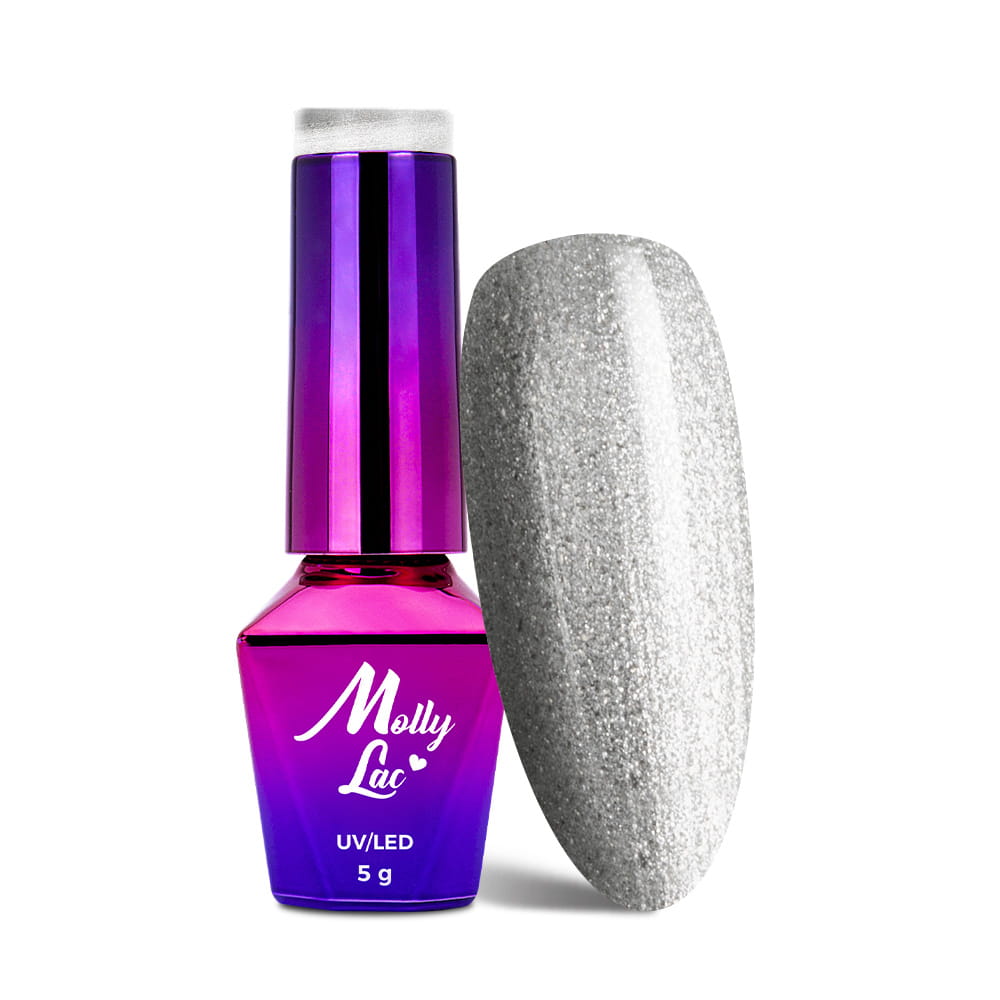 Lakier hybrydowy LED/UV Gel Polish MollyLac Fantasyland Glitter Nr 315 My Favourite Silver 5 g
