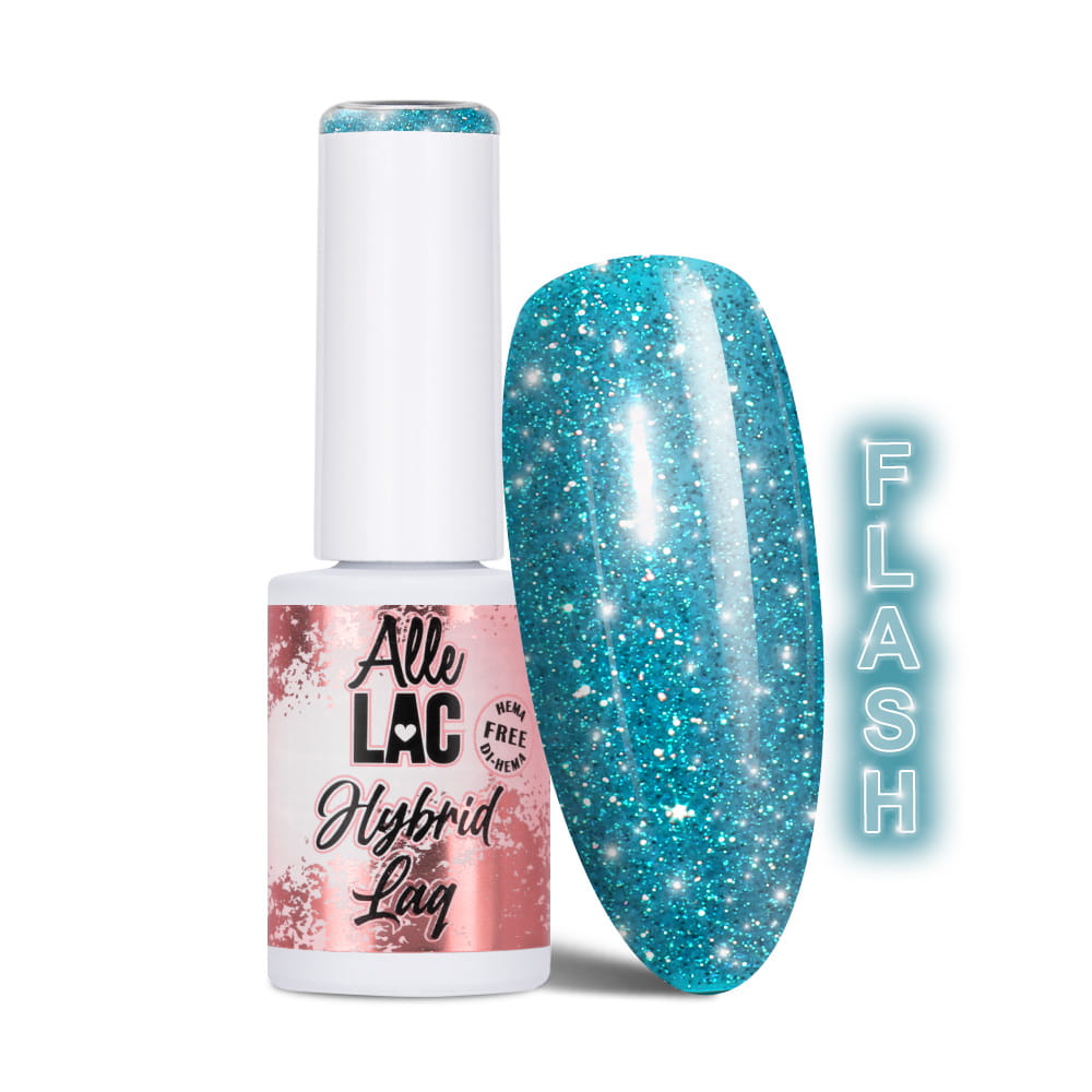 Lakier hybrydowy LED/UV Gel Polish Blues Flash Glitter Blue AlleLac HEMA/Di-HEMA Free 6g