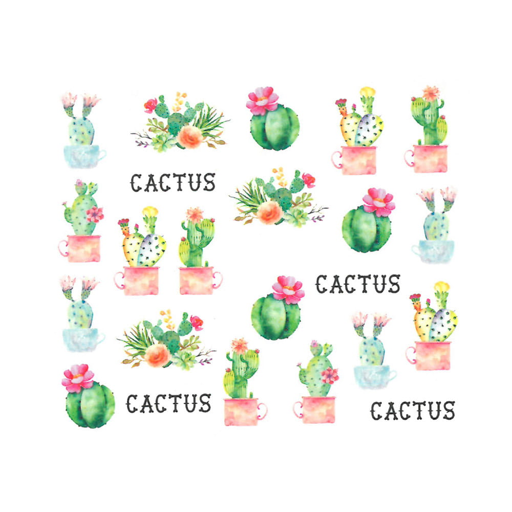 Naklejki wodne do paznokci kaktusy BN-1271
