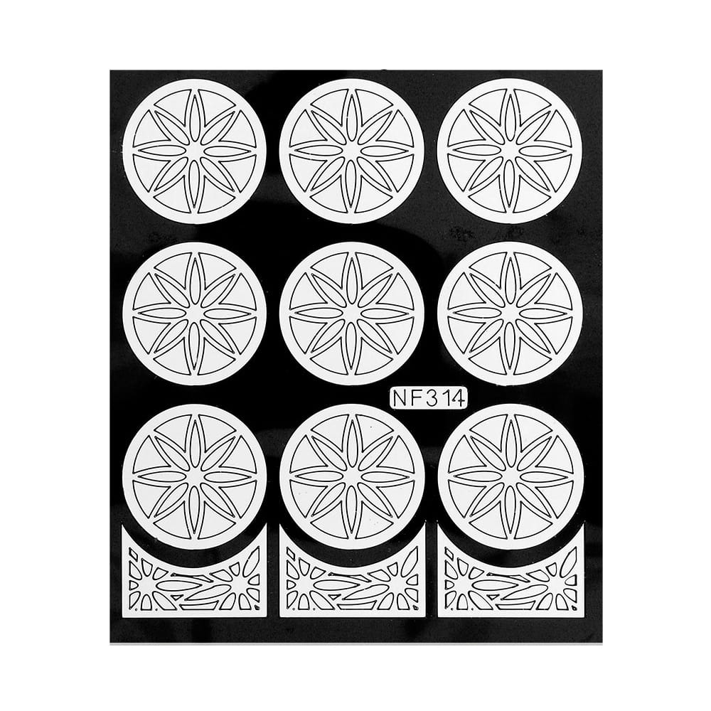Naklejki do paznokci szablon do malowania wzorów białe Nr nf314