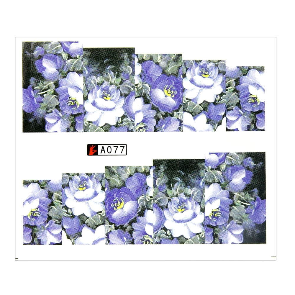 Naklejki wodne do paznokci arkusz 6,5 x 5,5cm na 10 palców A077