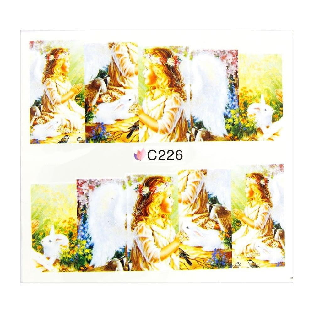 Naklejki wodne do paznokci arkusz 7 x 6,5 cm na 10 palców c Nr 226