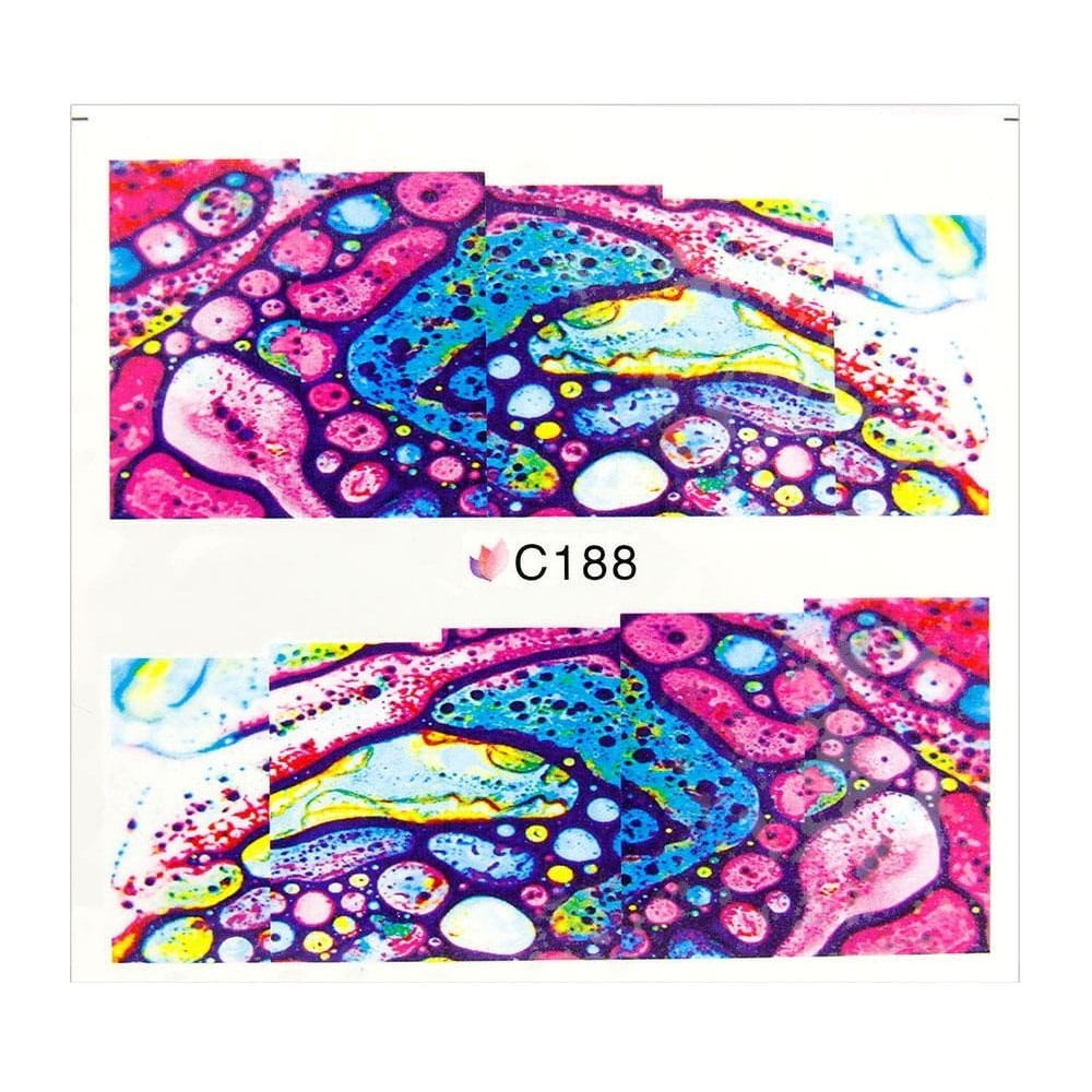 Naklejki wodne do paznokci arkusz 7 x 6,5 cm na 10 palców Nr c188