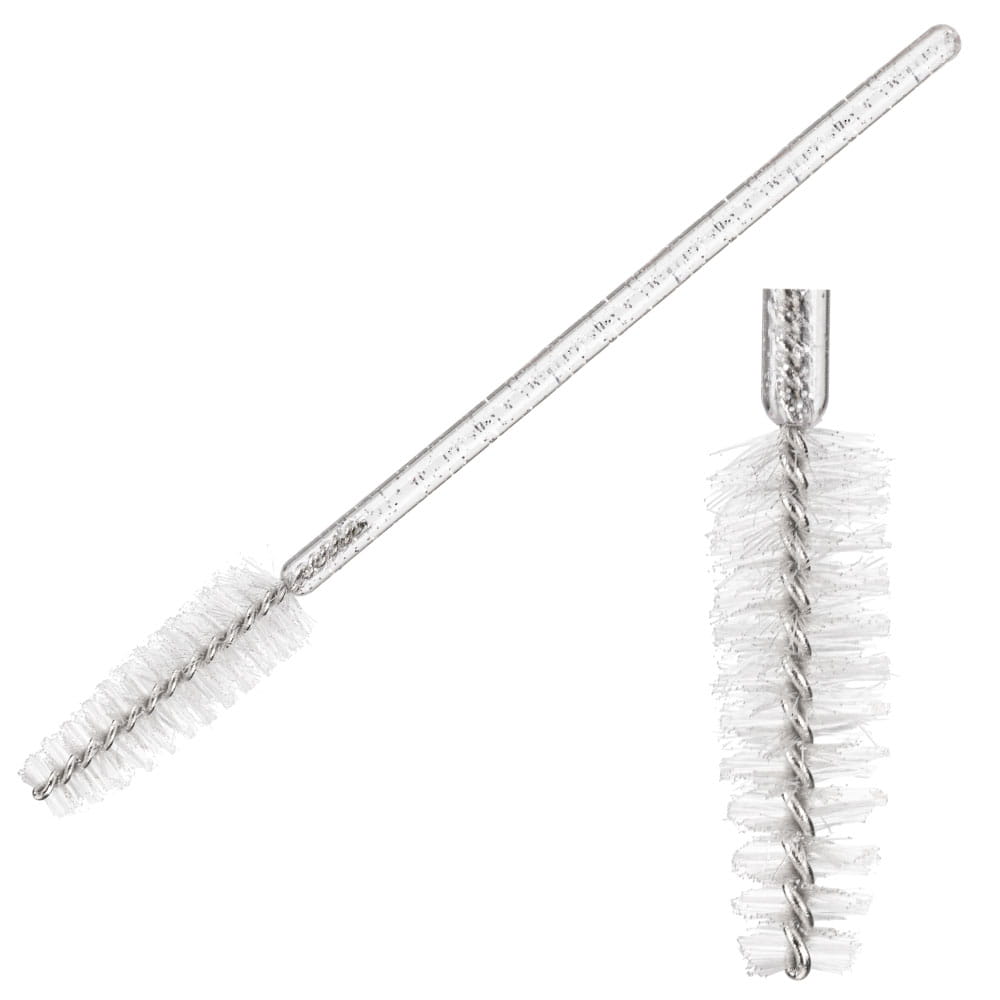 Szczoteczka do rzęs nylonowa biała- patyczek przezroczysty/czarny 50szt