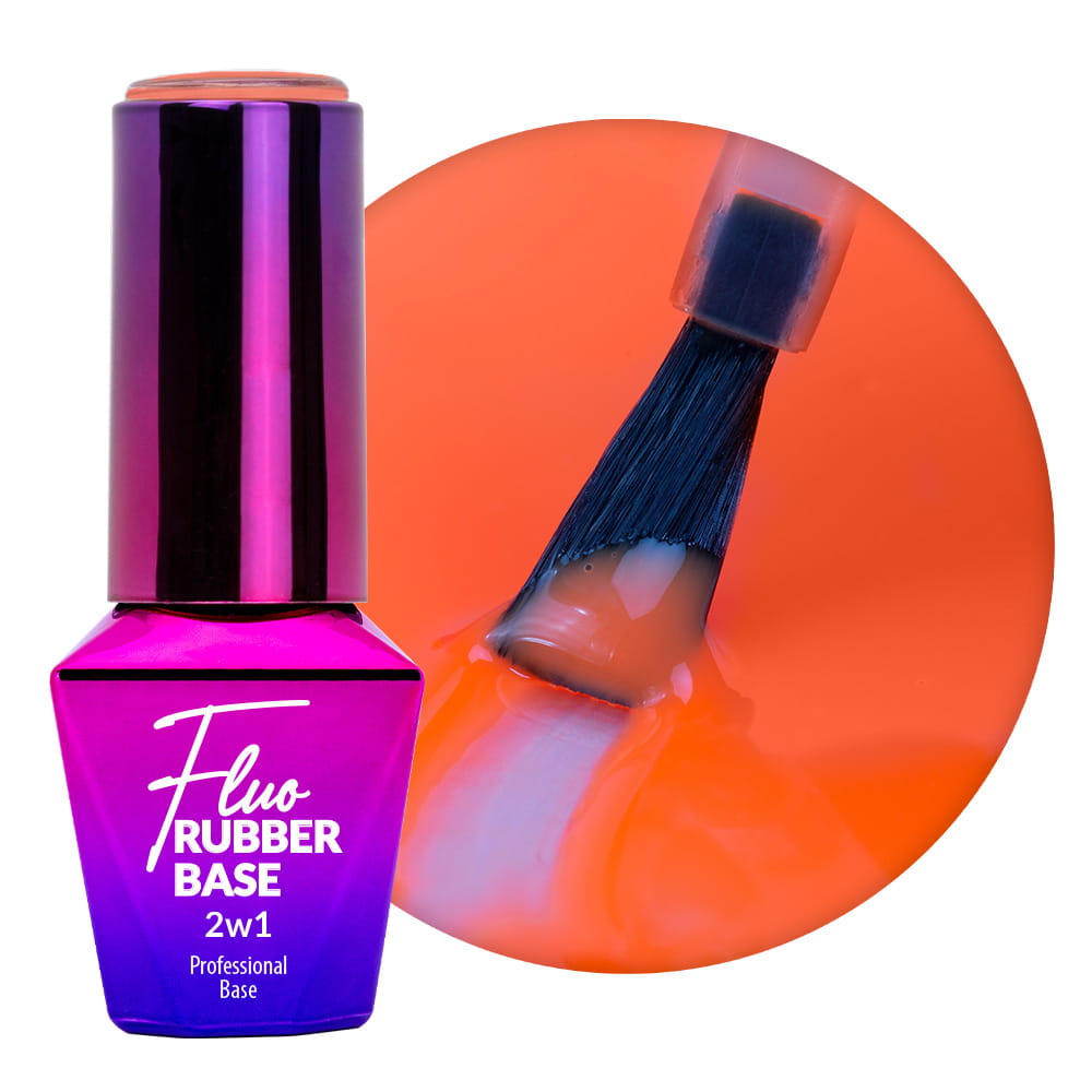 Baza kauczukowa z kolorem 2w1 neonowa do szybkiego manicure i pedicure Fluo Rubber Base 2in1 MollyLac Mambo Mix 10 gram Nr 7