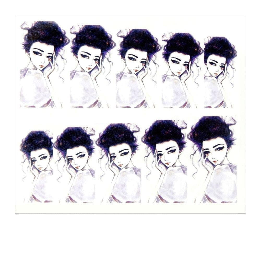 Naklejki wodne do paznokci arkusz 6,5 x 5,5 cm na 10 palców yb Nr 684