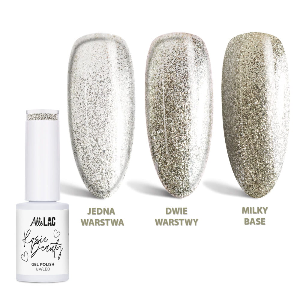 Lakier hybrydowy LED/UV Gel Polish AlleLac x Rosie Beauty Cekin HEMA/Di-HEMA Free 6g
