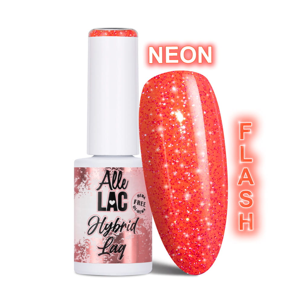 Lakier hybrydowy LED/UV Gel Polish Oranges Flash Glitter Orange AlleLac HEMA/Di-HEMA Free 6g