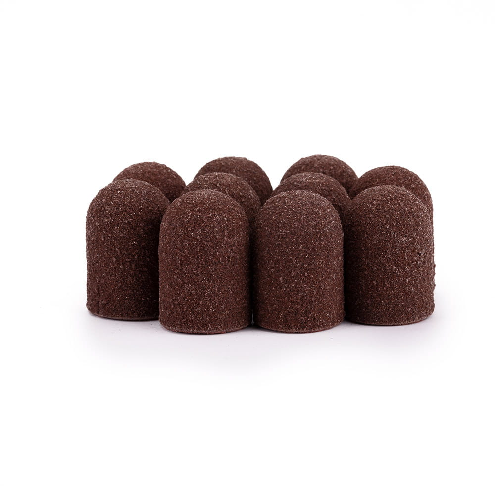 Kapturki ścierne do pedicure z bawełnianym środkiem 16mm gradacja 150 brązowe AlleMed 10 szt