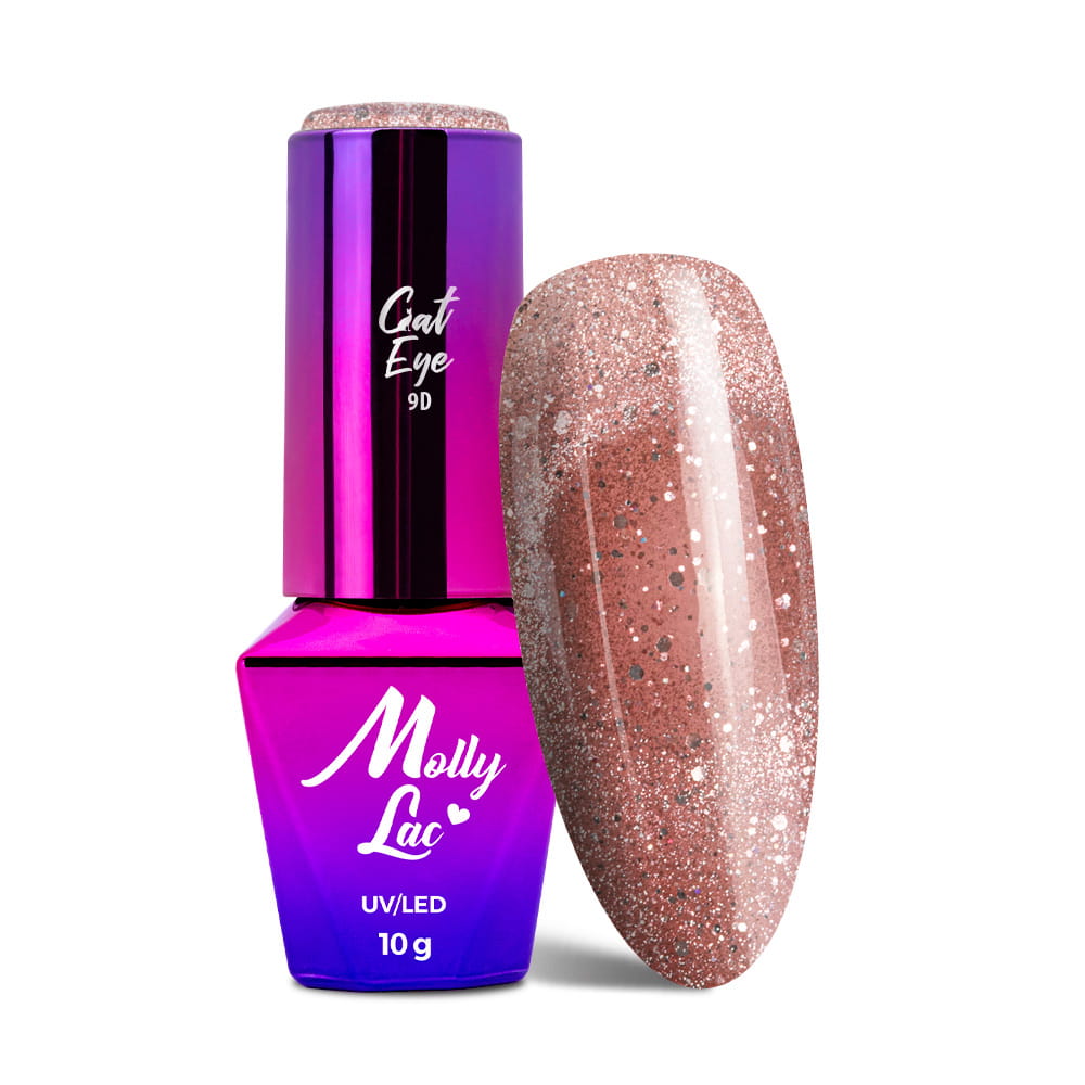 Lakier hybrydowy LED/UV Gel Polish MollyyLac Cat Eye Foxy Eyes Nr 553 Radiant Brown 10g