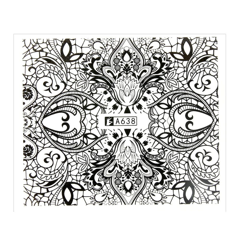 Naklejki wodne do paznokci arkusz 6,5 x 5,5cm Nr A638