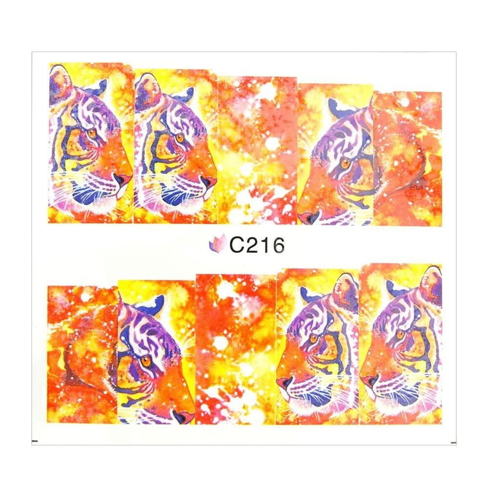 Naklejki wodne do paznokci arkusz 7 x 6,5 cm na 10 palców c Nr 216