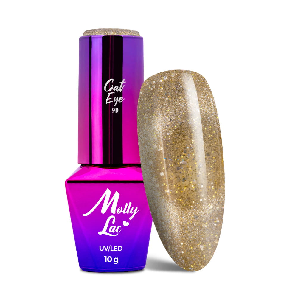 Lakier hybrydowy LED/UV Gel Polish MollyLac Cat Eye Foxy Eyes Nr 555 Golden 10g