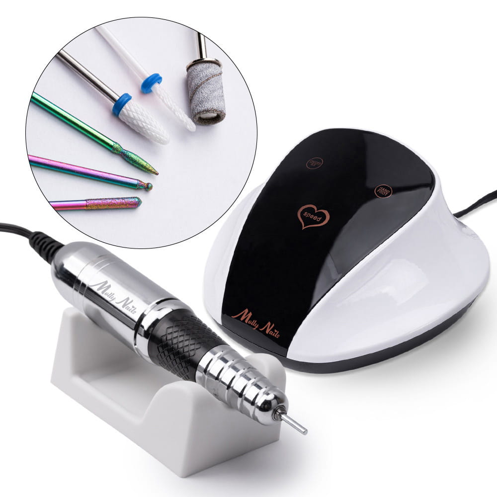 Frezarka do paznokci 68W Molly Nails do manicure pedicure biała M18 45 000 obrotów