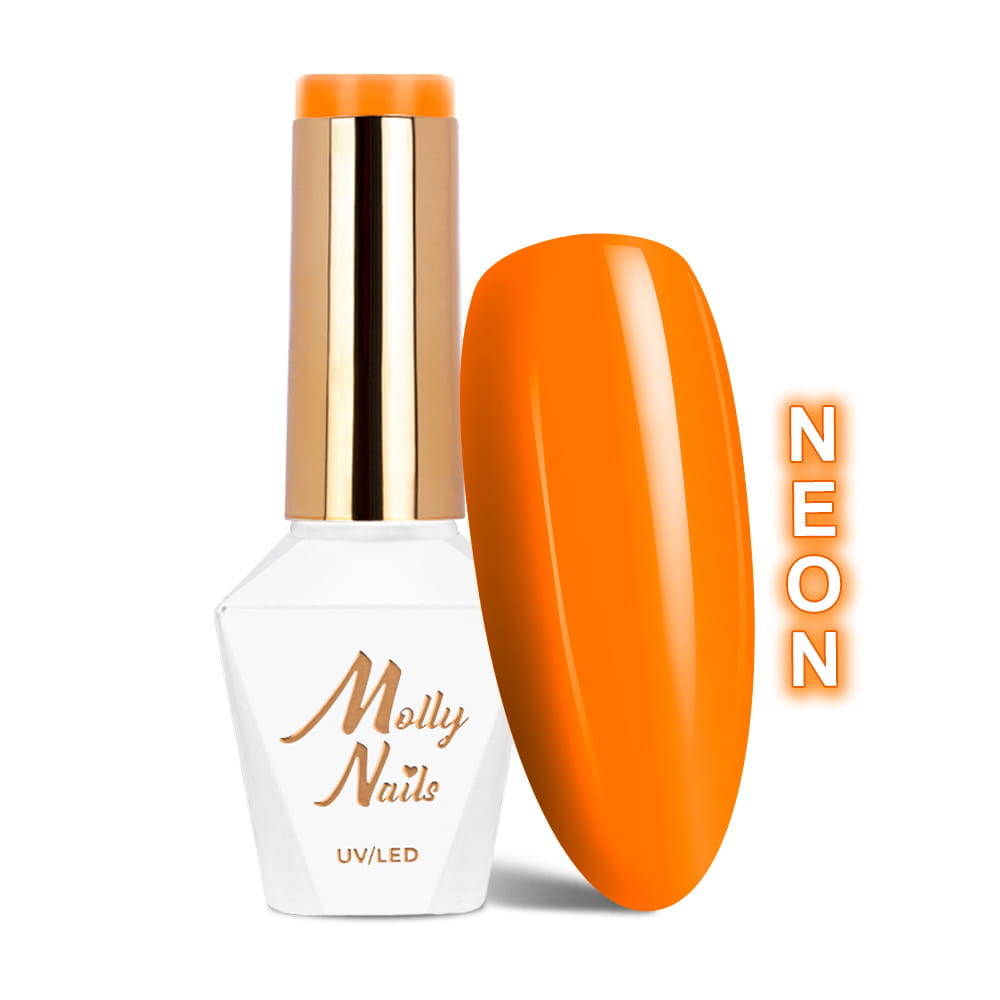Lakier hybrydowy LED/UV Gel Polish Molly Nails Neons Nr 72 Juicy Orange HEMA/Di-HEMA Free 8g