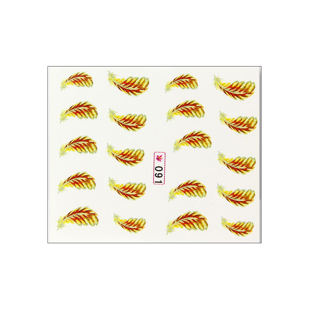 Naklejki wodne do paznokci pióra Nr 091