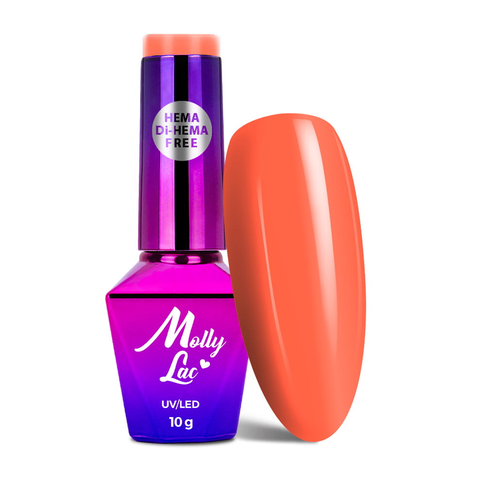 Lakier hybrydowy LED/UV Gel Polish MollyLac Power Flower Nr 721 Orange velvet HEMA/Di-HEMA Free 10g