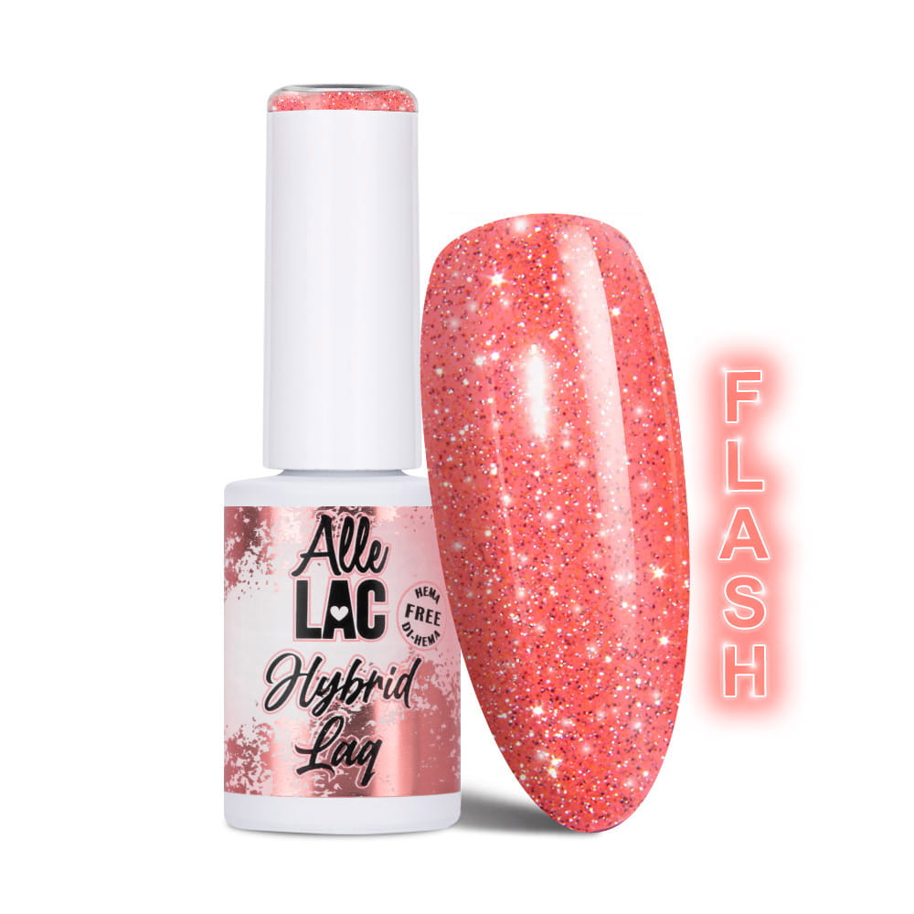 Lakier hybrydowy LED/UV Gel Polish Oranges Flash Glitter Light Orange AlleLac HEMA/Di-HEMA Free 6g