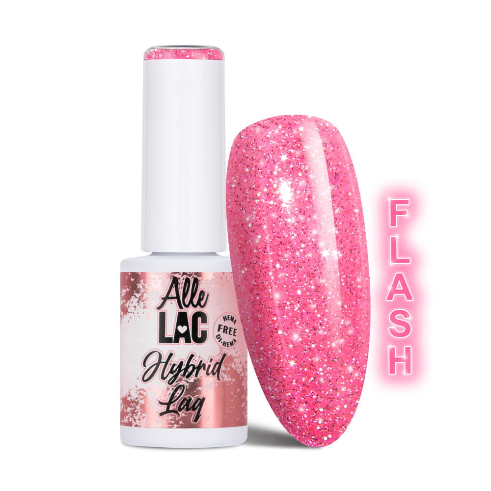 Lakier hybrydowy LED/UV Gel Polish Pinks Flash Glitter Light Pink AlleLac HEMA/Di-HEMA Free 6g