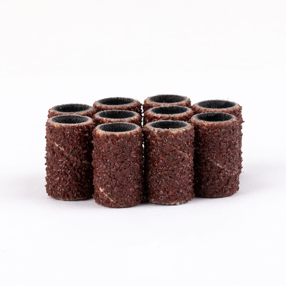 Kapturki do manicure i pedicure mandrele nakładki ścierne cylinder 6mm gradacja #60 AlleMed brązowe 10 szt.