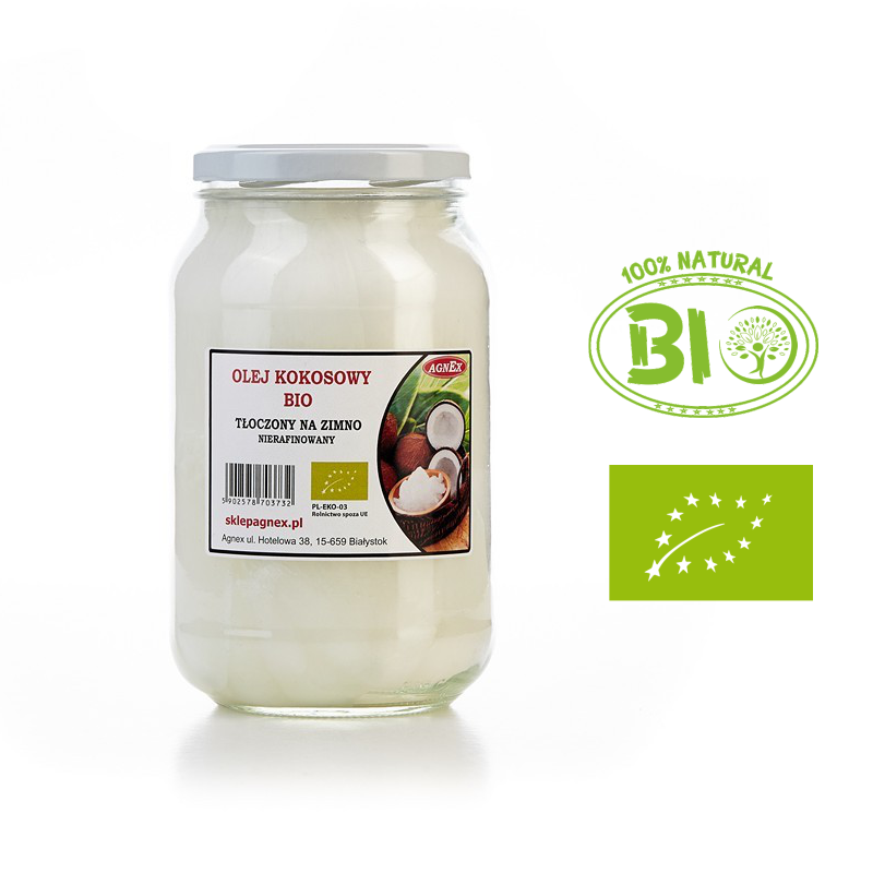 BIO Olej kokosowy 900 ml - TŁOCZONY NA ZIMNO