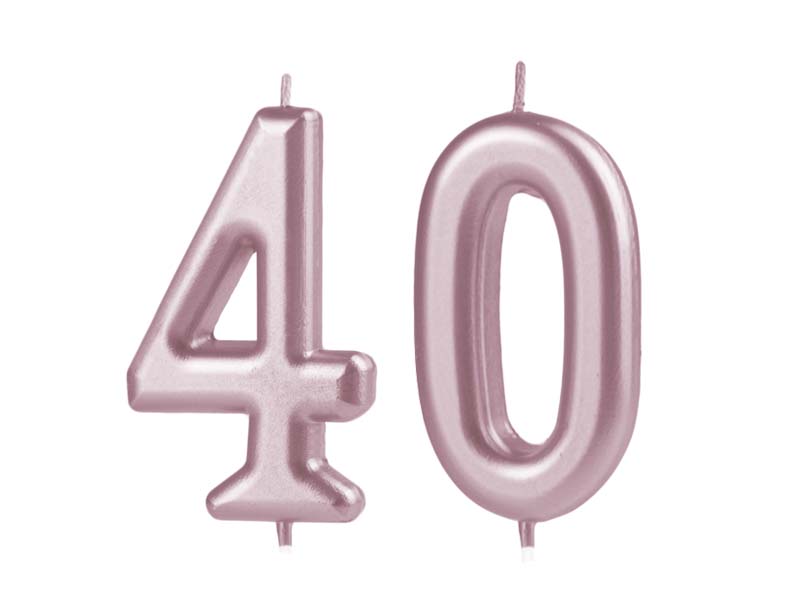 Świeczka urodzinowa na tort Cyfra 40, różowe złoto, 10 cm