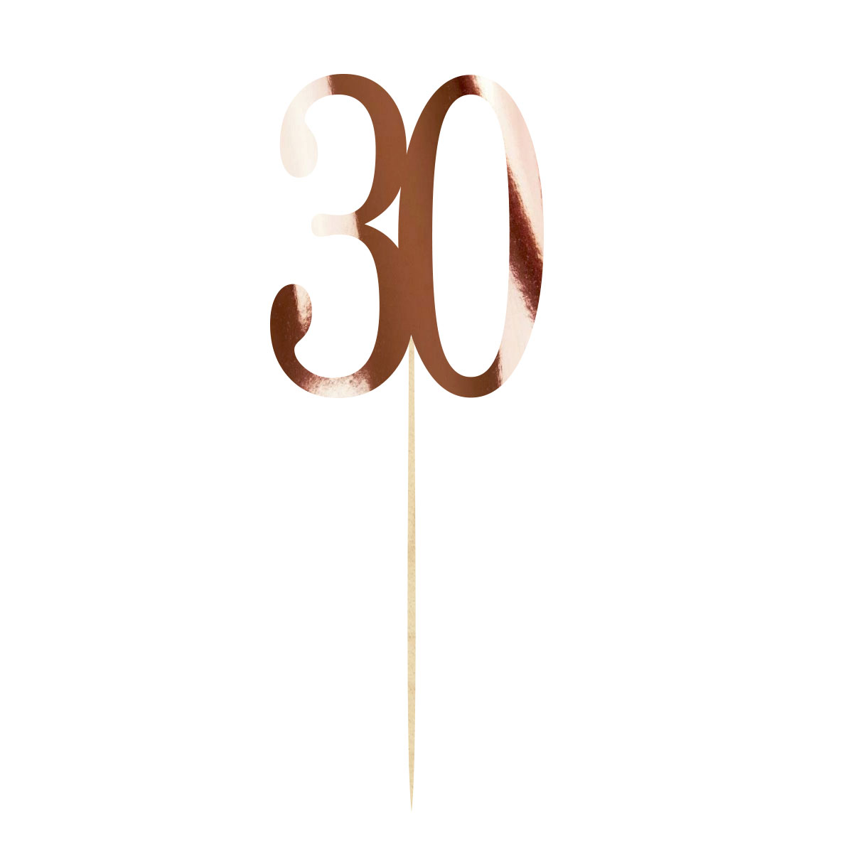 Topper na 30 urodziny cyfra liczba różowe złoto dekoracja na tort pik lustrzane