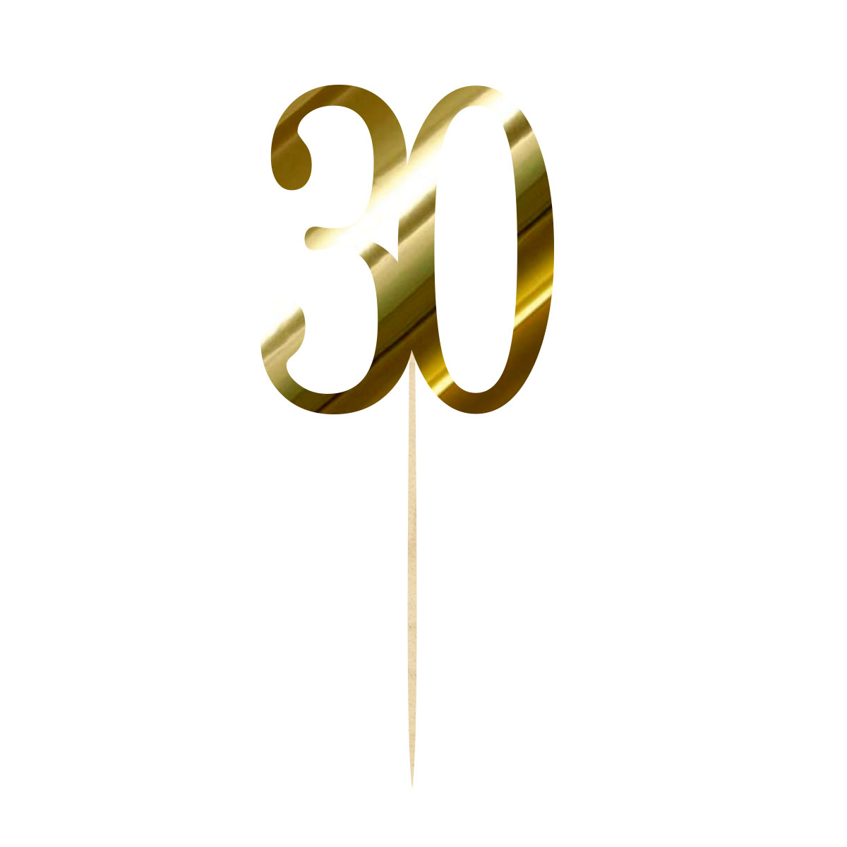 Topper na 30 urodziny cyfra liczba złota dekoracja na tort pik lustrzane złoto