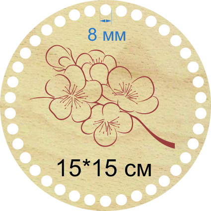 Baza dno koszyka okrągły 15cm, 8mm grawer kwiaty orchidei, jabłoni