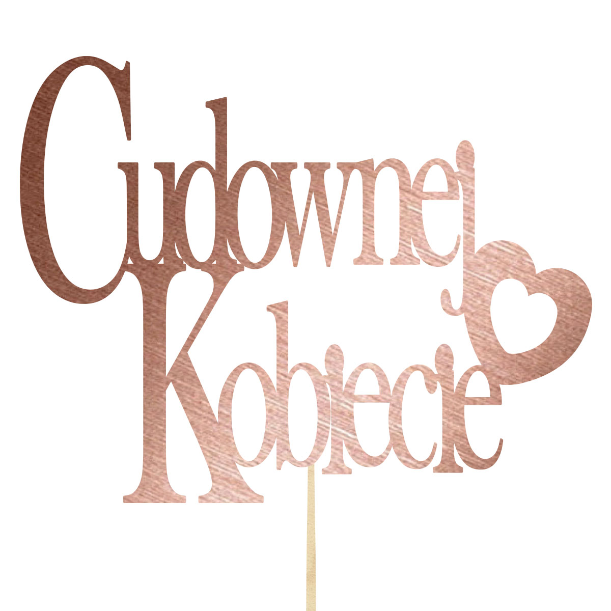 Topper dekoracja na bok tortu pik do prezentu lub bukietu kwiatów dzień kobiet 8 marca różowe złoto lustro