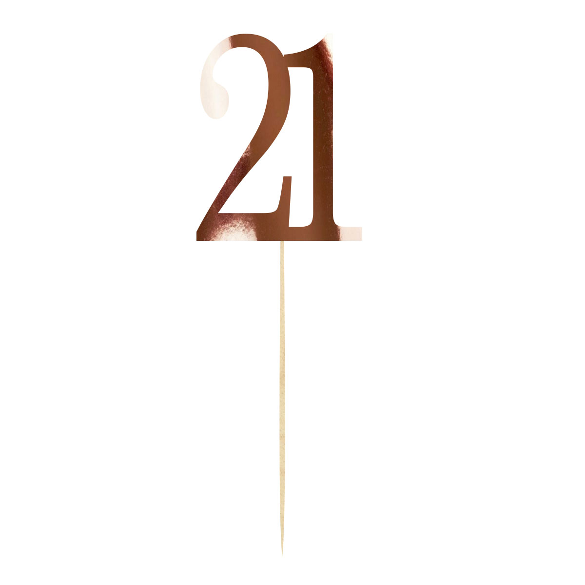 Topper na 21 urodziny cyfra liczba różowe złoto dekoracja na tort pik lustrzane