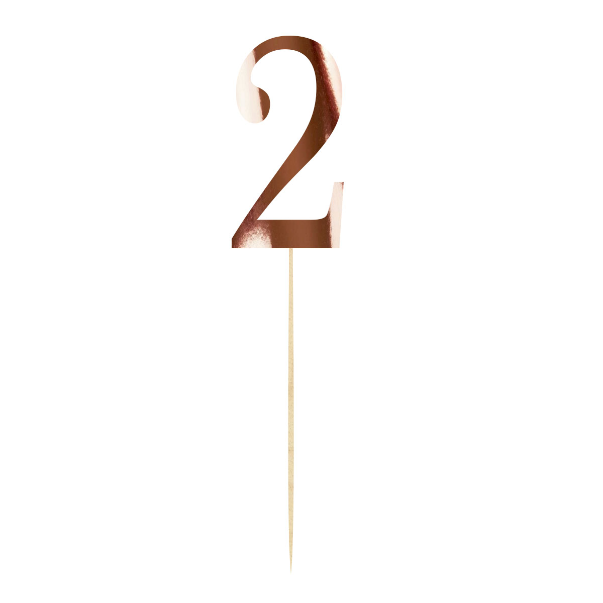 Topper na urodziny cyfra 2 dekoracja na tort pik lustrzane różowe złoto