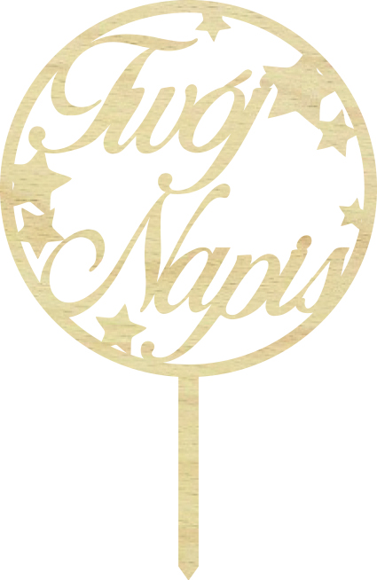 Topper napis drewniany dekoracja na tort z imieniem dowolny napis słowo urodziny ślub chrzest komunia